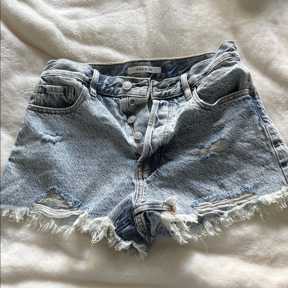 PacSun Distressed Light Blue Jean Shorts